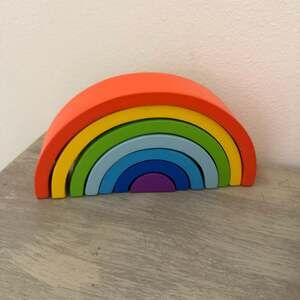 Small Wooden Rainbow Stacking Toy Montessori learning educational toys